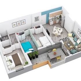 3D Home Floor Floor Проект планировки жилых квартир архитектурно-планировочными компаниями
